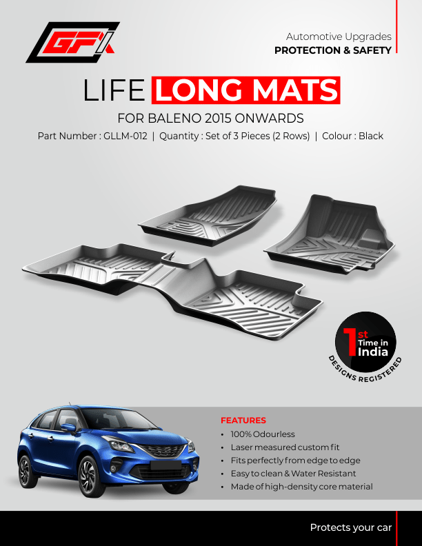 Baleno 2015 Onwards GFX Life Long Mat - TurboCars