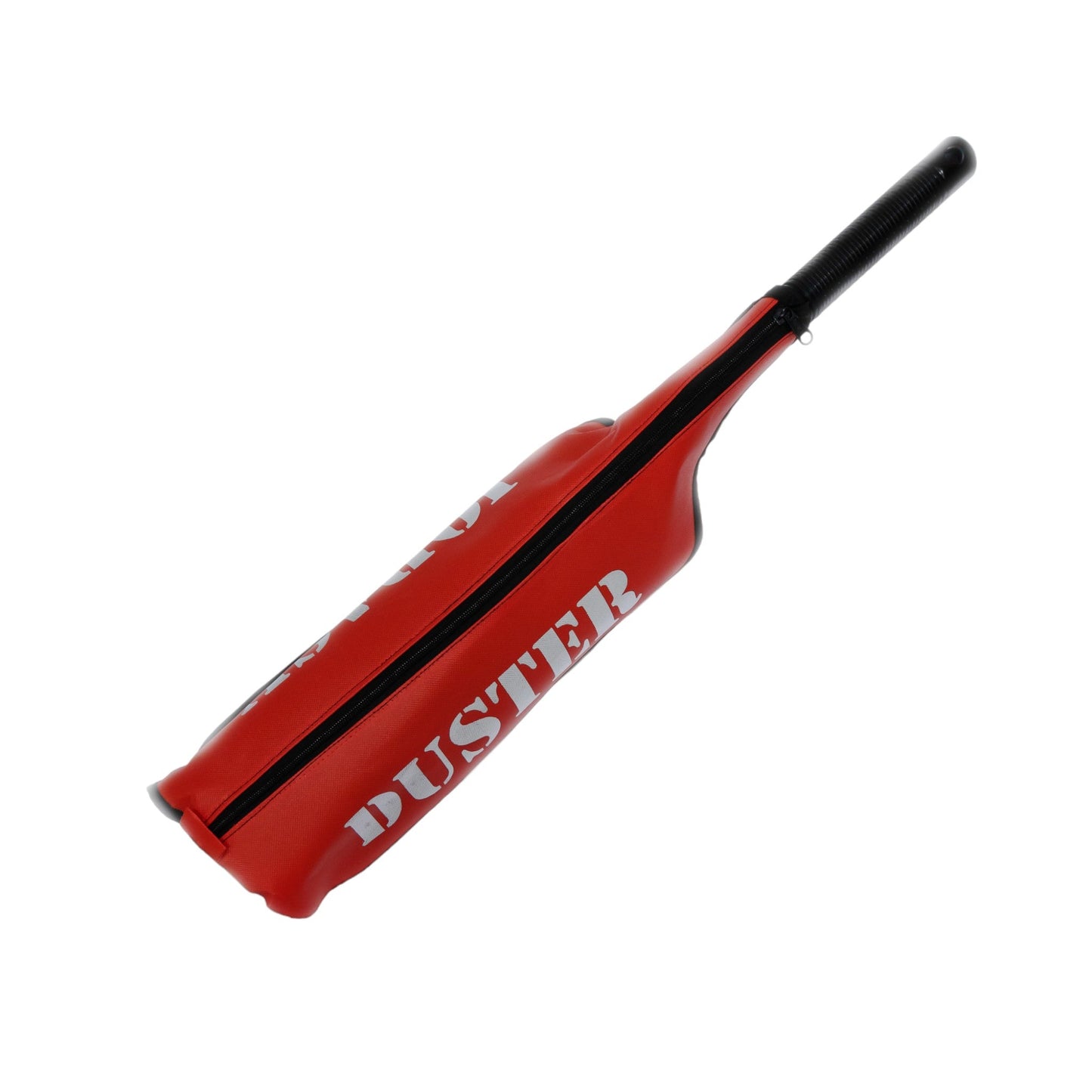 The TurboCars Jopasu Car Duster features scratch-free, wax-treated cotton strands for effortless dust removal—perfectly combining efficiency and care in a durable red cover with a black zipper and handle.