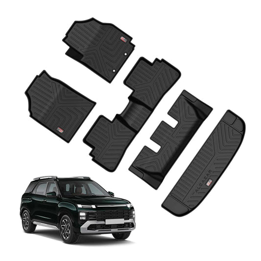 Hyundai Alcazar 2024 Onwards GFX Life Long Car Floor Mat with GFX Trunk Mat - TurboCars