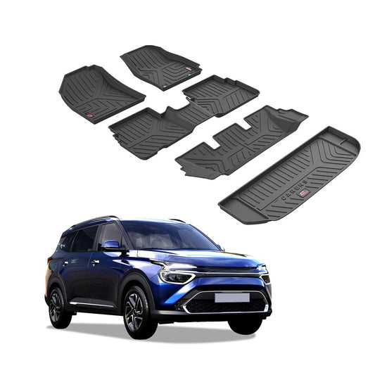 Kia Carens GFX Life Long Car Floor Mat with Trunk Mat - TurboCars