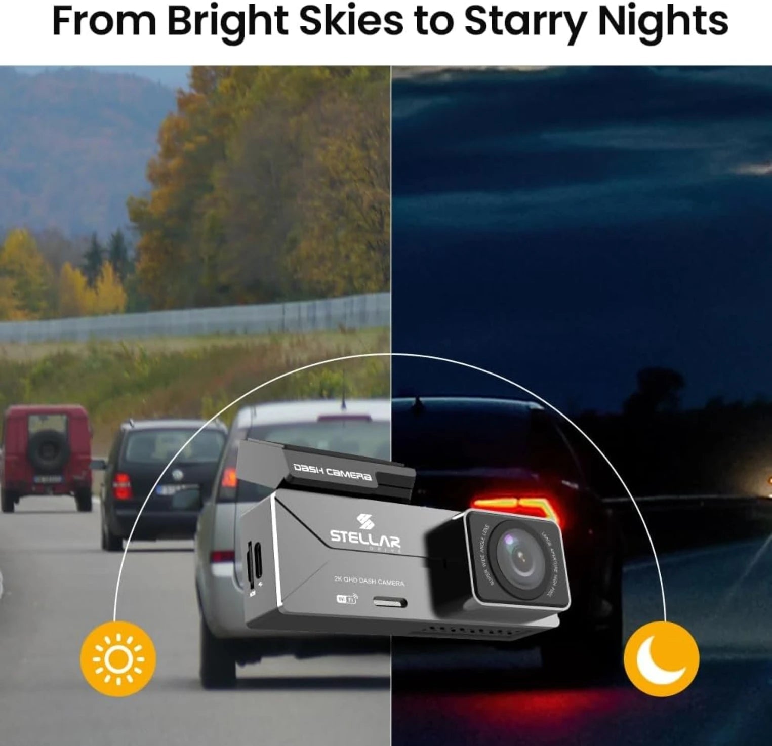 STELLAR DRIVE SD-01™ 2K QHD Smart Dashcam with Wi-Fi App Connectivity | Hardwire Included with the Box - TurboCars