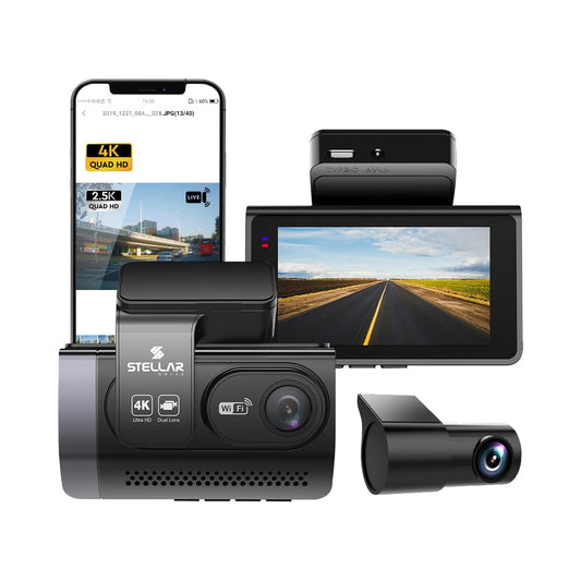 STELLAR DRIVE SD - 03 Pro™ 4K + 2.5K Dual Channel Smart Dash Camera with ADAS , BSD & Hardwire in the Box - TurboCars
