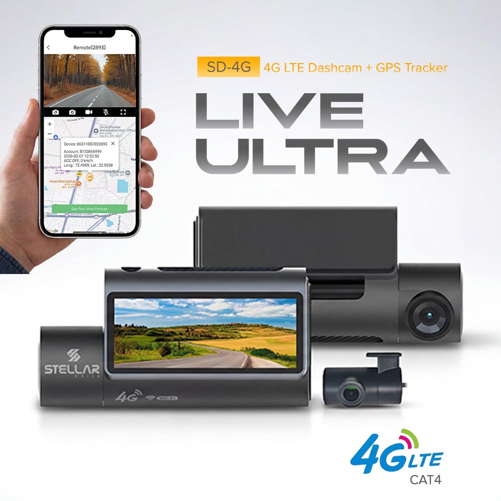 STELLAR DRIVE SD - 4G LIVE ULTRA™ 4G LTE Smart Dashcam with Live Tracking & Remote Surveillance | Hardwire in the Box - TurboCars