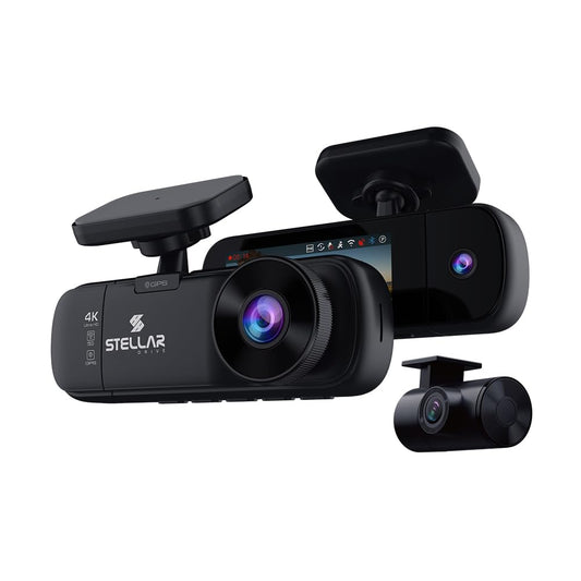STELLAR DRIVE SD - X4 FUSION™ 4K Ultra HD 3 - Channel Car Dash Cam | Front + Rear + Cabin Recording | GPS Tracking | Built - in 5G WiFi | G - Sensor | Loop Recording | Free App Control | Hardwire In the Box - TurboCars
