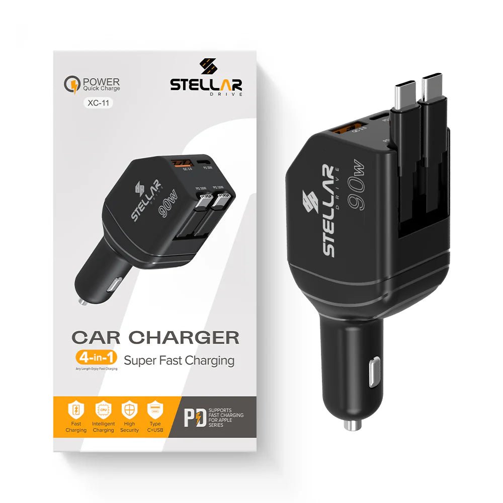 STELLAR DRIVE XC - 11 90W 4 - in - 1 Fast Car Mobile Charger (90W) - TurboCars