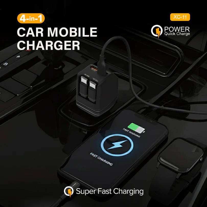 STELLAR DRIVE XC - 11 90W 4 - in - 1 Fast Car Mobile Charger (90W) - TurboCars