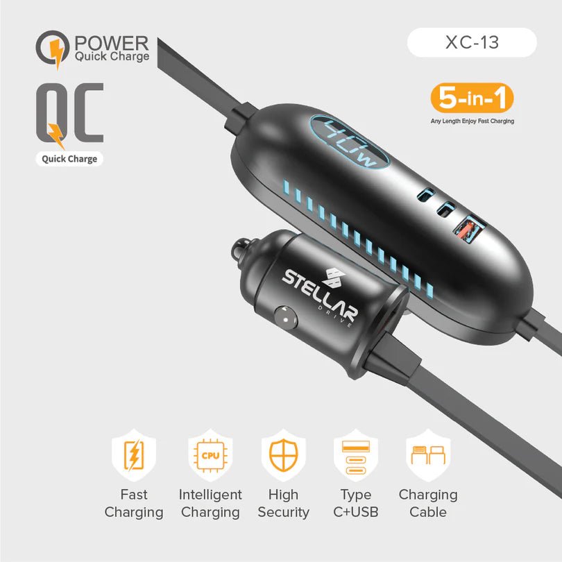 Stellar Drive XC - 13 - 5 - in - 1 Car Mobile Phone Charger (117W) - TurboCars