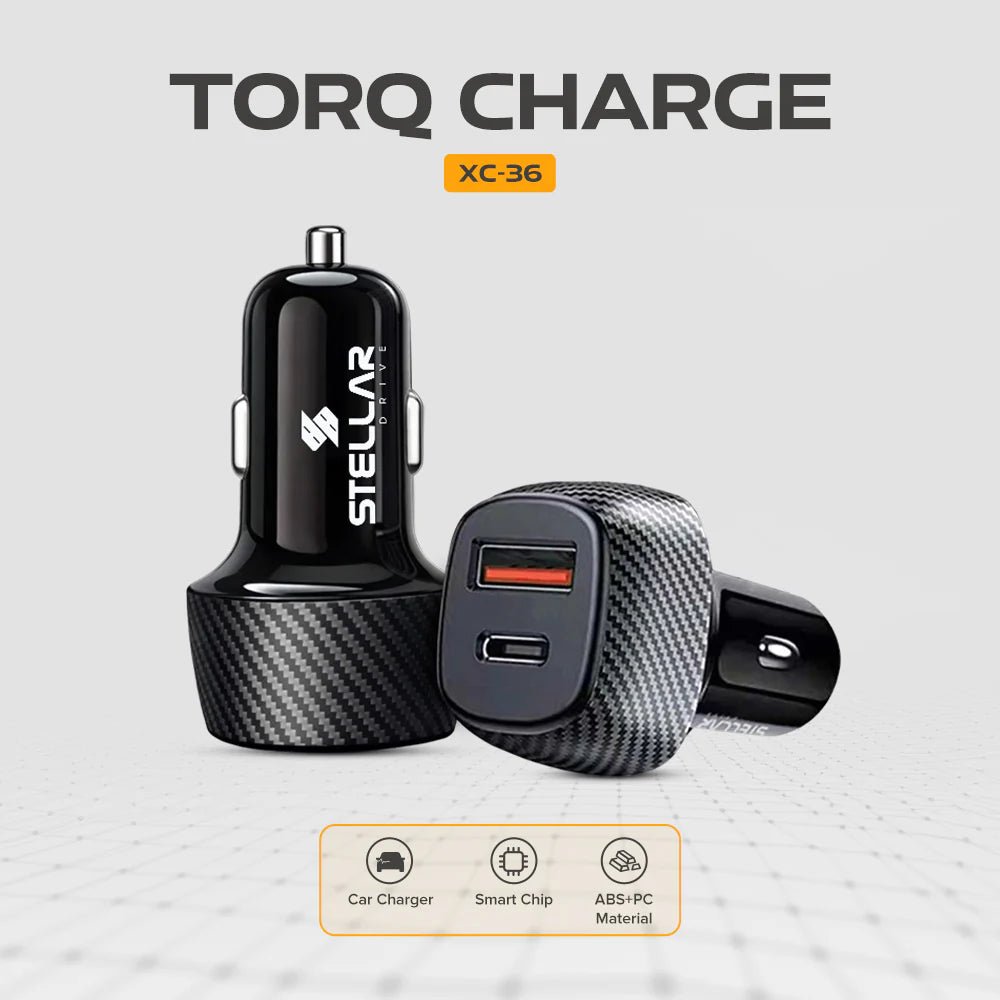 STELLAR DRIVE XC - 16 TORQ CHARGE™ 38W Fast Car Charger with PD 20W & QC 3.0 - TurboCars