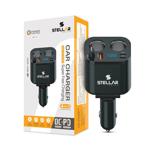 STELLAR DRIVE XC - 17™ India’s 1st Dual 12V Socket 212.5W Fast Car Charger - TurboCars