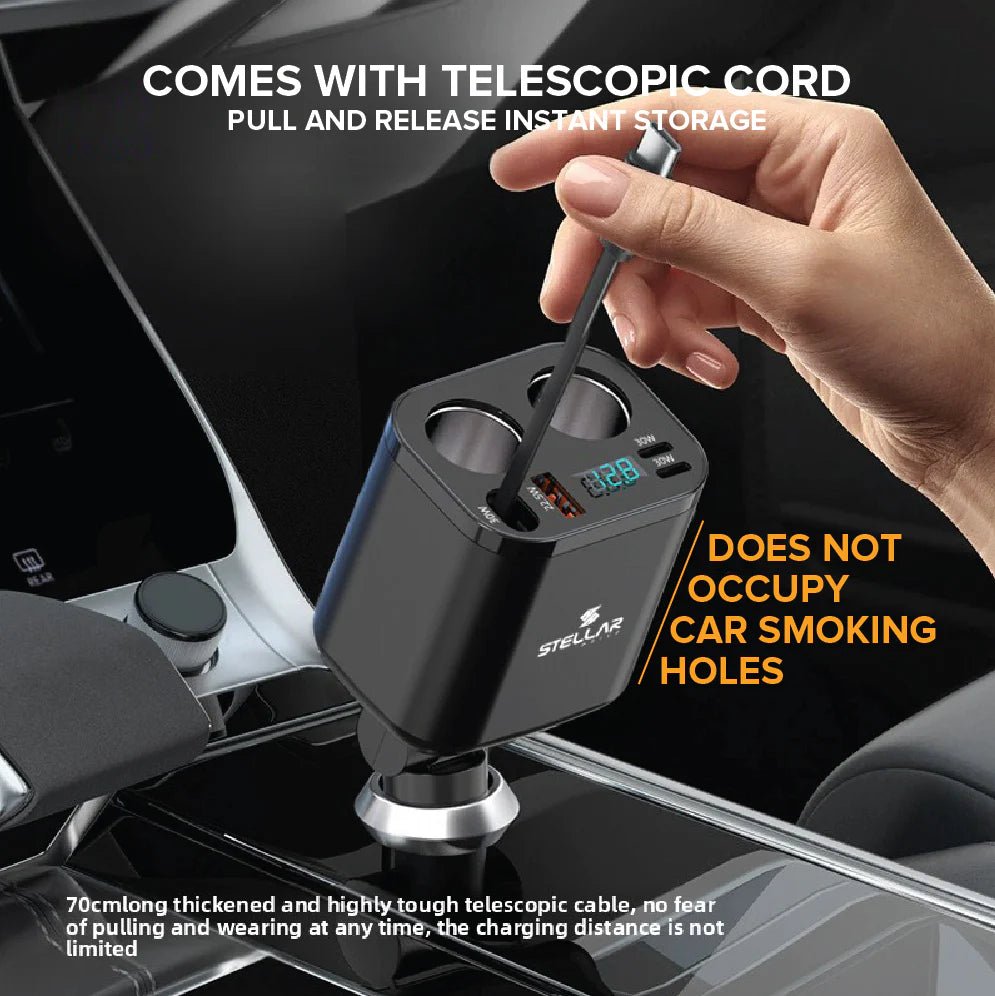 STELLAR DRIVE XC - 17™ India’s 1st Dual 12V Socket 212.5W Fast Car Charger - TurboCars