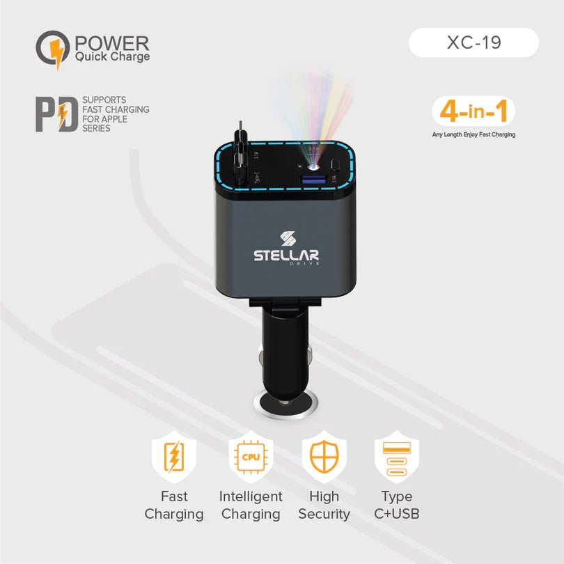 STELLAR DRIVE XC - 19™ 90W Fast Car Charger with Starry Sky Ambient Display - TurboCars