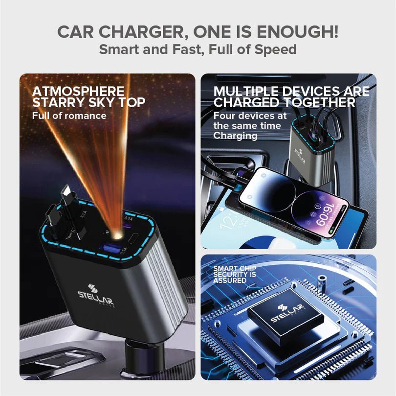 STELLAR DRIVE XC - 19™ 90W Fast Car Charger with Starry Sky Ambient Display - TurboCars