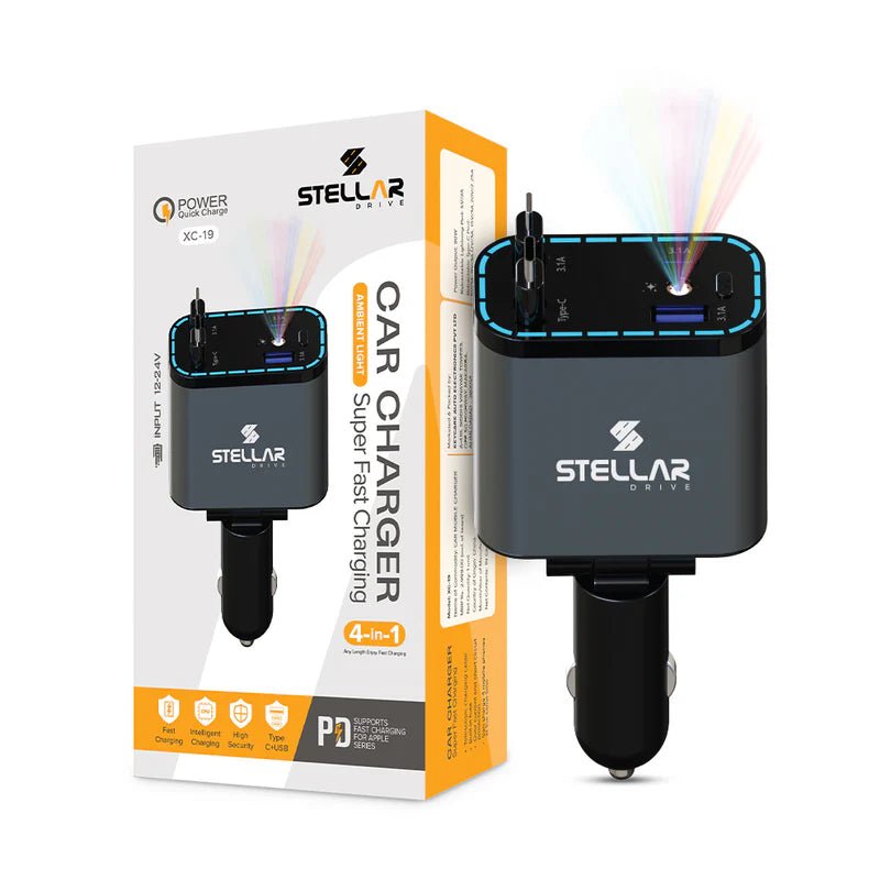 STELLAR DRIVE XC - 19™ 90W Fast Car Charger with Starry Sky Ambient Display - TurboCars
