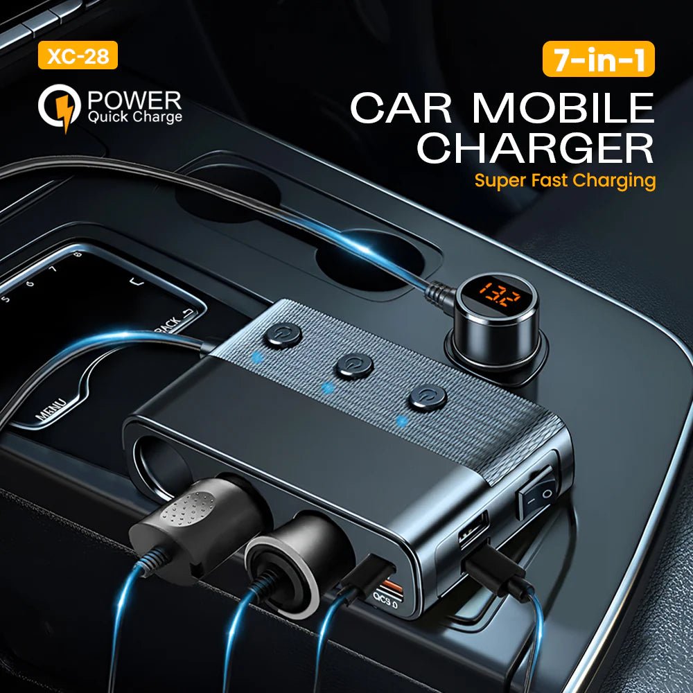 STELLAR DRIVE XC - 28™ 127W 7 - in - 1 Fast Car Charger & Power Hub for Cars, SUVs & Trucks - TurboCars