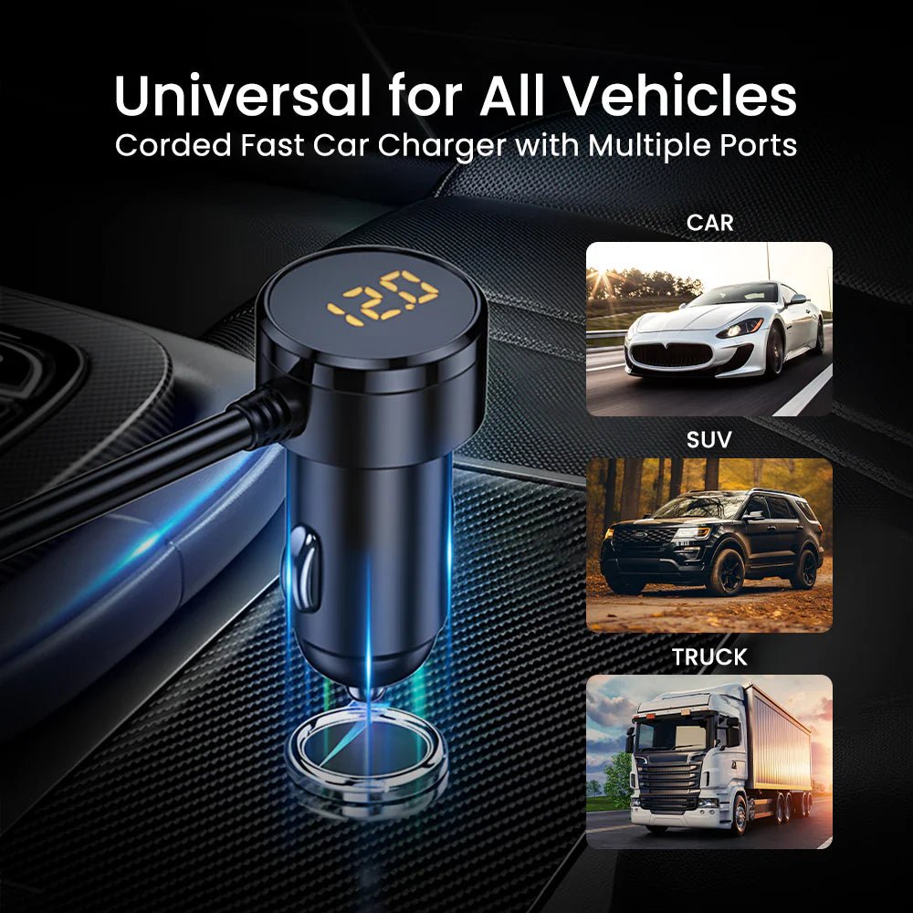 STELLAR DRIVE XC - 28™ 127W 7 - in - 1 Fast Car Charger & Power Hub for Cars, SUVs & Trucks - TurboCars