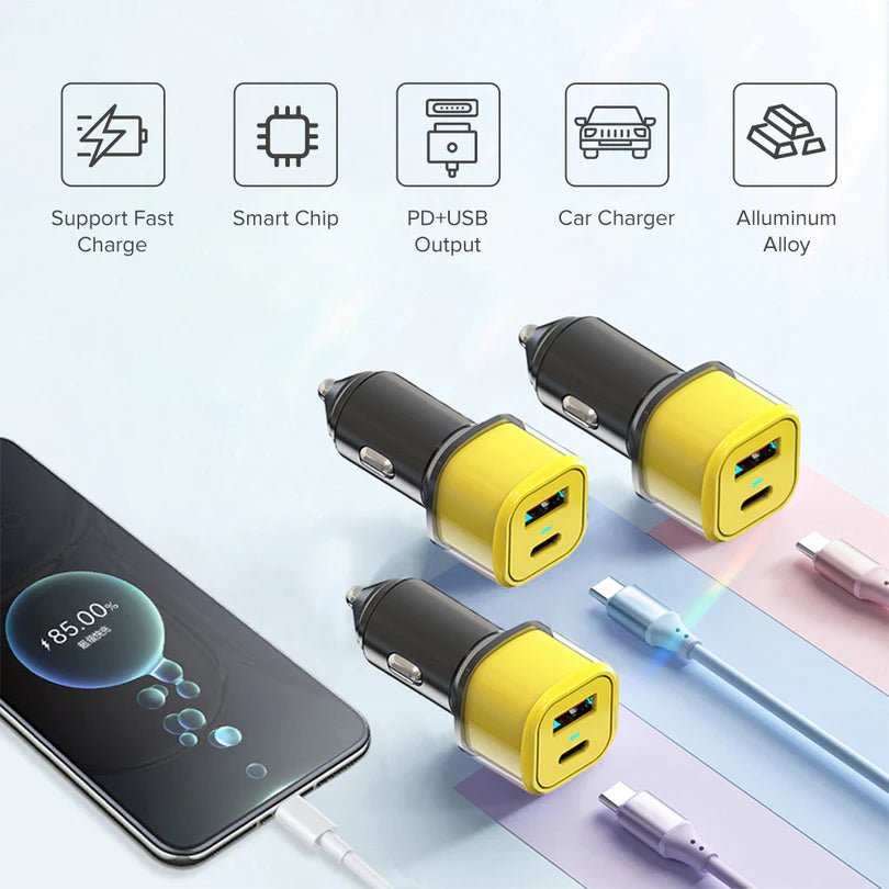 STELLAR DRIVE XC - 36 TORQ CHARGE GT™ 130W Ultra Fast Car Charger with 100W USB + 30W PD - TurboCars